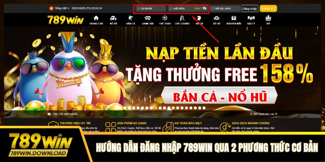 Hướng dẫn đăng nhập 789win qua 2 phương thức cơ bản